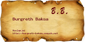 Burgreth Baksa névjegykártya